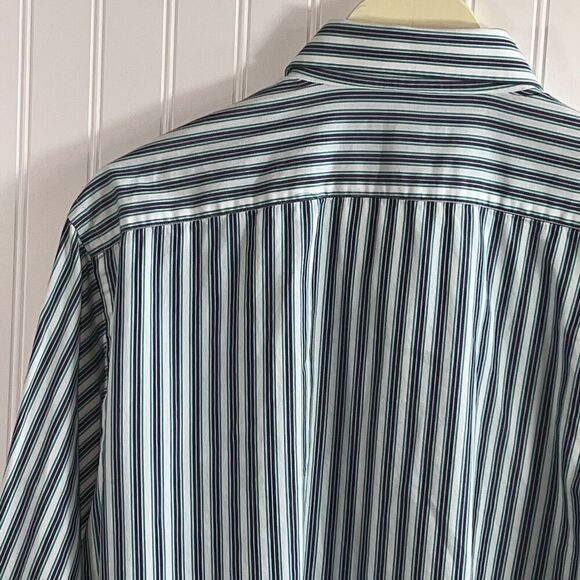 Jack Stone Button Down Shirt Men XLarge White And Green DressShirt Contrast Cuff - Picture 10 of 10